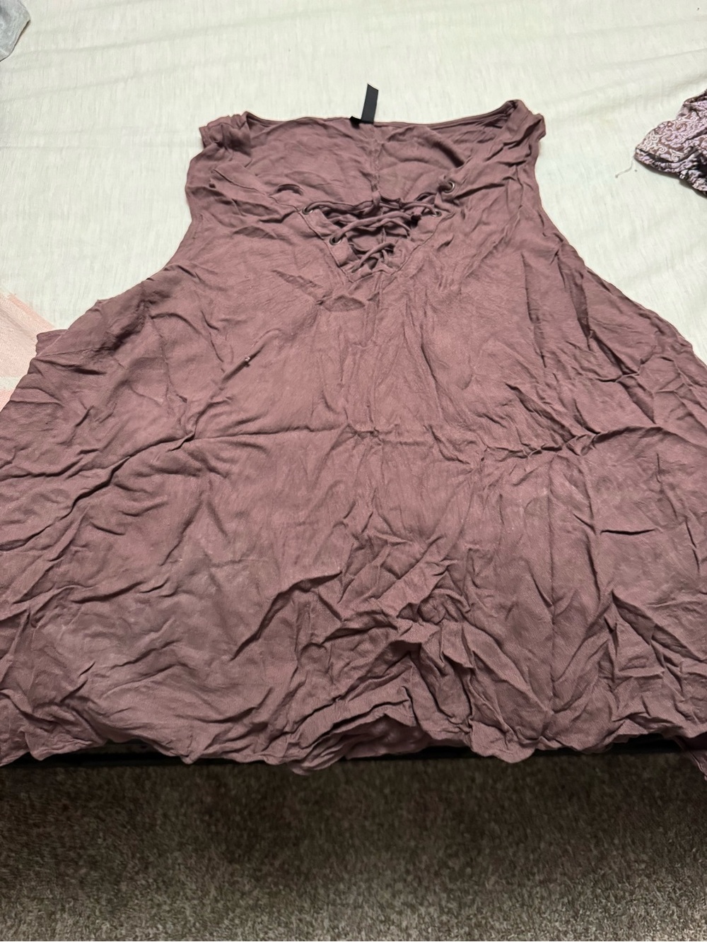 Maurices Mauve Lace-Up V-Neck Tank Top